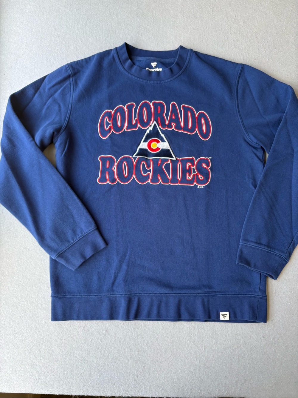 Fanatics MLB Colorado Rockies Blue Vintage Mountain Logo Crewneck Sweatshirt M